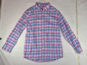 Vineyard Vines Boys Medium (12-14)Plaid Pink & Blue Long Sleeve Whale Shirt - Picture 1 of 7