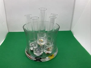 Murano Style Millefiori Ice Bucket w/ Vodka Shooter Shot Glasses Chiller Set - Picture 1 of 8