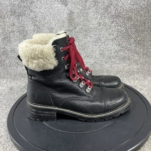 Frye Boots Womens Size 8.5 B Samantha Hiker Black Leather Cap Toe Lace Up - Picture 1 of 11