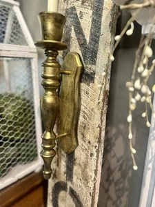 VTG Aged Gold Ornate Wall Sconce/Taper Candle Holder 16" - Picture 1 of 16