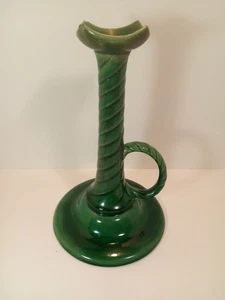 Arts & Crafts 12.5" Old Wannopee Pottery Candle Holder Rare Green Marked #1 - Picture 1 of 22