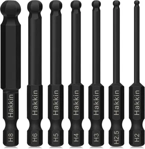 7-teiliges Kugelkopf-Inbusschlüssel-Bit-Set S2 Stahl Sechskant-Bits 1/4 Zoll Sechskantschaft Magnet Sechskant A - Bild 1 von 4