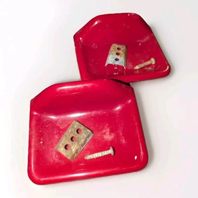 Bandeja para jaboneros vintage 2 rojas de porcelana cerámica con soporte/tornillos Foto 1 de 4