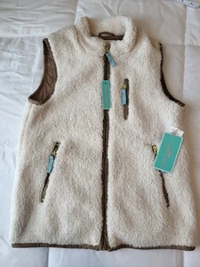 Girls Copper Key Sherpa Vest Faux Fur Ivory Vest Pockets Sz 10/12 - Picture 1 of 4