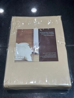 Hudson Park King Pillowcases Gold Egyptian Cotton 600 Thread Count New - Image 1 of 4