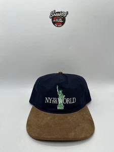 Kith NY To The World Hat Cap Liberty FW22 Nocturnal Blue Brown Suede Snapback - Picture 1 of 7