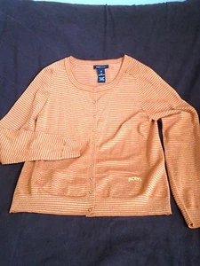 BCBG Maxazria Womens Casual burnt orange and gold cardigan sweater size M - Picture 1 of 7