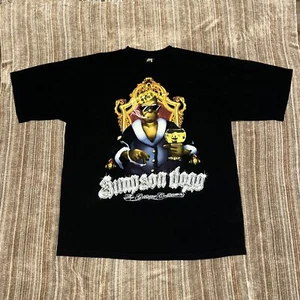 Vintage Y2K Homer Simpson Snoop Dogg 2XL Herren T-Shirt schwarz "Simpson Dogg" - Bild 1 von 3