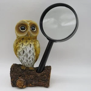Owl Perched on Log Magnifying Glass Holder Desk Accessory 6-1/2" Tall - Picture 1 of 11