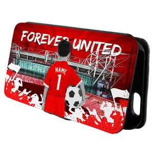 Personalised Man Utd iPhone Case Football Flip Phone Cover Boys Gift CFP38 - Picture 1 of 8