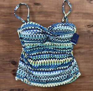 NWT Apt. 9 Women's Size L Tropical Swimsuit Tankini Top Ruched