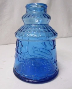 Vintage Wheaton Embossed Cobalt Blue Bottle Featuring "Cape May Bitters"  - Picture 1 of 6