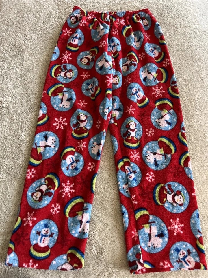 Pantalones de pijama de lana para niños Place Boys rojo globo de nieve pingüino oso polar 10-12 Foto 1 de 4