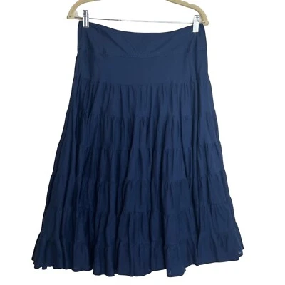 Falda pradera en capas INC Int'l Concepts para mujer talla 10 pequeña azul marino 100 % algodón Foto 1 de 4