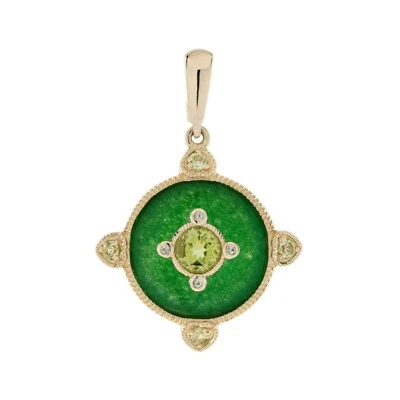 Colgante estilo vintage de peridoto y jade de oro amarillo de 14K Foto 1 de 4