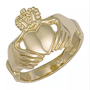 Anillo Claddagh de oro amarillo de 9 quilates de 17 mm de ancho de diseño abierto, tamaños de M a Y (0091) - Imagen 1 de 1