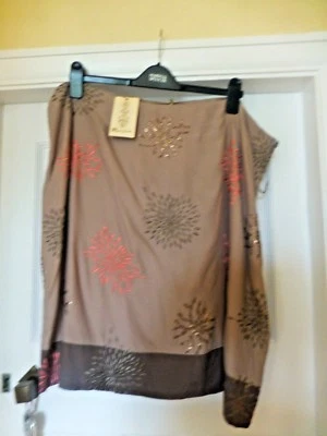 BNWT MONSOON HIBISCUS GREY LINED SKIRT EMBROIDERY & SEQUIN DETAIL SIZE 22 - Image 1 of 2