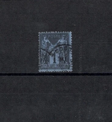 FRANCE YVERT 84 SCOTT 87 "PEACE COMMERCE SAGE 1c PRUSSIAN BLUE" USED SIGNED J086 - Image 1 of 2