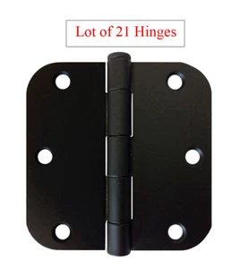 21 Black 3.5" x 3.5" Interior 5/8 Radius Round corner Door Hinges 3 1/2 inch - Picture 1 of 4