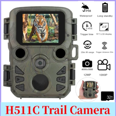H511C Trail Camera 12MP 1080P TFT LCD display Night Vision Mini Hunting Camera - Image 1 of 4