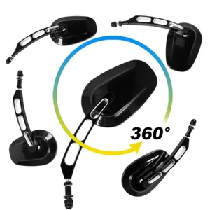 Motorcycle Oval Rear View Side Mirrors 8MM Black Fits For Harley Davidson FLHTC - Picture 1 of 12
