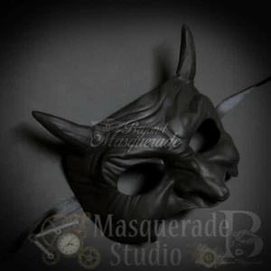 Men's Goblin Half Face Halloween Costume Party Masquerade Ball Mask [Black] - Bild 1 von 5