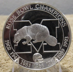 1993 University of Michigan Wolverines Rose Bowl 2 oz troy Mi redondo plateado .999 - Imagen 1 de 2