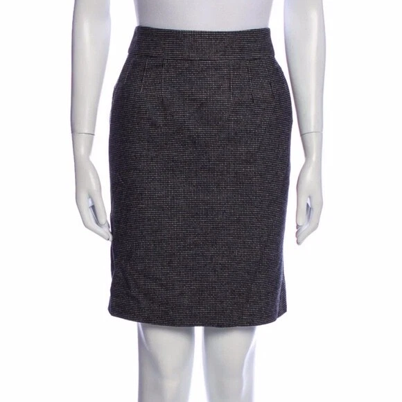 Falda hasta la rodilla de lana pata de gallo Yves Saint Laurent Rive Gauche Foto 1 de 4