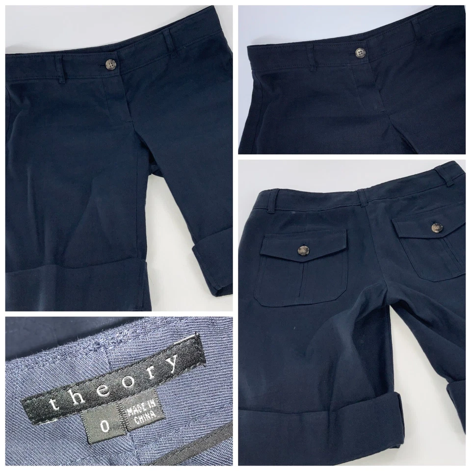 Pantalones Cortos Theory Bermudas Para Hombre Talla 0 Azul Marino Lino Algodón Spandex LNWOT YGI C2-401 Foto 1 de 4