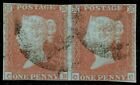 1841 1d czerwono-brązowa para pl 116 CB-CC Variety P wady drobno używany kot. £80.00++