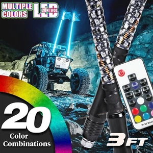2pc 3ft Spiral LED Whip Light for UTV ATV Accessories RZR Can-Am Polaris Antenna - Picture 1 of 11