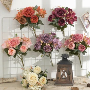 Artificial Peony Flowers Silk Fake Flower Wedding Party Home Decoration Bouquet - Picture 1 of 18