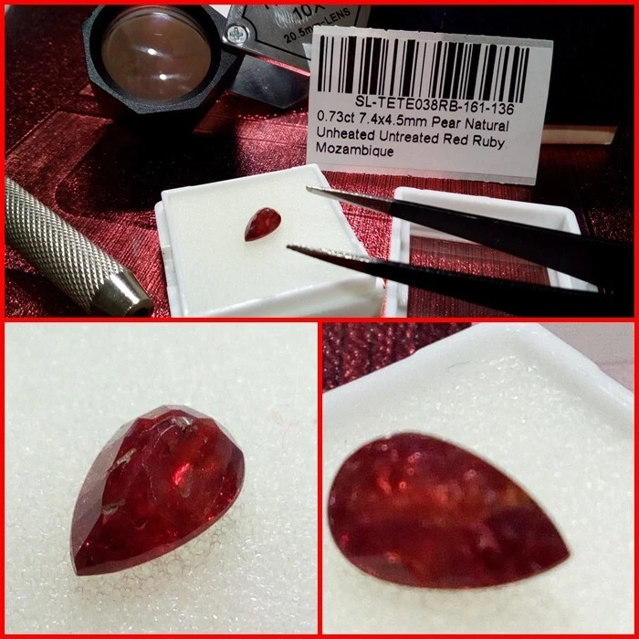 Rubí natural Rojo Talla pera Mozambique 0.73 Cts. - Imagen 1 de 4