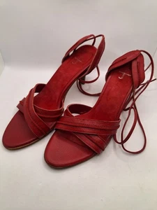 Damen-Sandalen Jasper Conran rot Leder knöchelgebunden Absatz Größe UK 7 - Bild 1 von 8