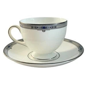 Vintage 1998 Wedgwood Amherst Coffee Cup & Saucer Set Bone China Art Deco - Picture 1 of 10