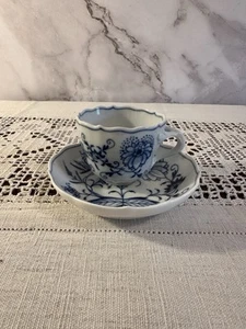 German Meissen Blue Onion Cup& Saucer Crossed Swords Mark Deep Saucer - Picture 1 of 10