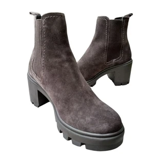SPLENDID | Brown Melisa Suede Ankle Heeled Booties size 8.5 Lug Sole Round Toe - Picture 1 of 11