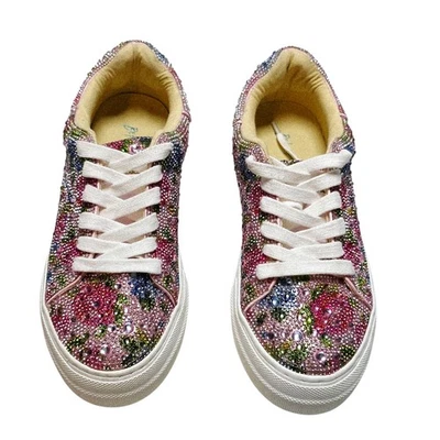 Betsey Johnson Women’s Size 5.5M SB-Sidny Rhinestone Lace Up Sneakers Multi New - Image 1 of 4