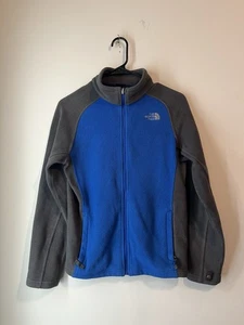 The North Face Fleece Full Zip Jacket Boys Large 14/16 Blue Gray Zip Pockets - Picture 1 of 6