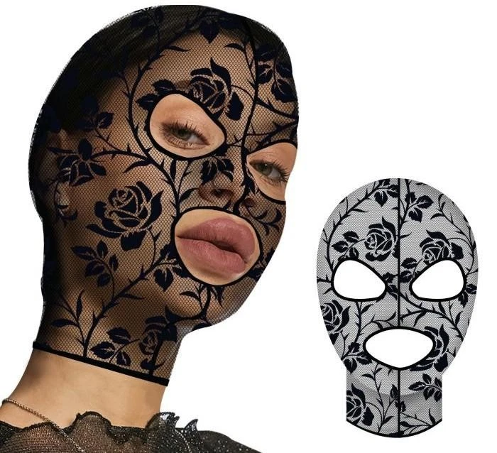 Cappuccio effetto pizzo e fiori con apertura occhi e bocca - Immagine 1 di 1