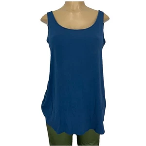Camiseta sin mangas Eileen Fisher azul 1005 seda para mujer talla S informal camisola verano - Imagen 1 de 15