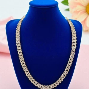 Classy 8.93 TCW Round Brilliant Cut F/VS1 Diamonds Men's Cuban Necklace 14K Gold - Picture 1 of 12