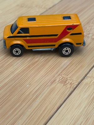 1979 MATCHBOX LESNEY SUPERFAST 68 ORANGE CHEVY VAN RED & BLACK STRIPS METAL BASE - Image 1 of 4