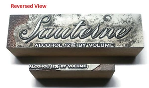 2-pc Vintage Sauterne Wine Alcohol Letterpress Advertising Printing Die Blocks - Picture 1 of 6