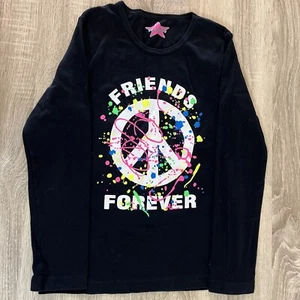 Hannah Sky Girls Black Long Sleeve T-Shirt Sz 14 Graphic Print “Friends Forever” - Picture 1 of 8