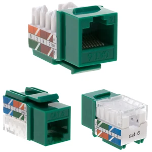100 pcs Cat6 Punchdown Keystone Jack Green 45 Degree Angle Ethernet Network PACK - Picture 1 of 9