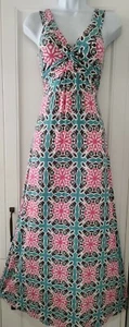 Womens Boden Blue Pink Floral Twist Waist Jersey Sleeveless Maxi Dress 6 Vgc - Picture 1 of 11