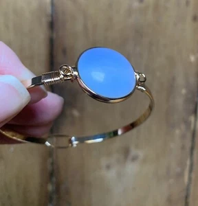 Moonstone Bangle Bracelet Crystal Gemstone Boho Gold Tone Ethnic Minimalist - Picture 1 of 13