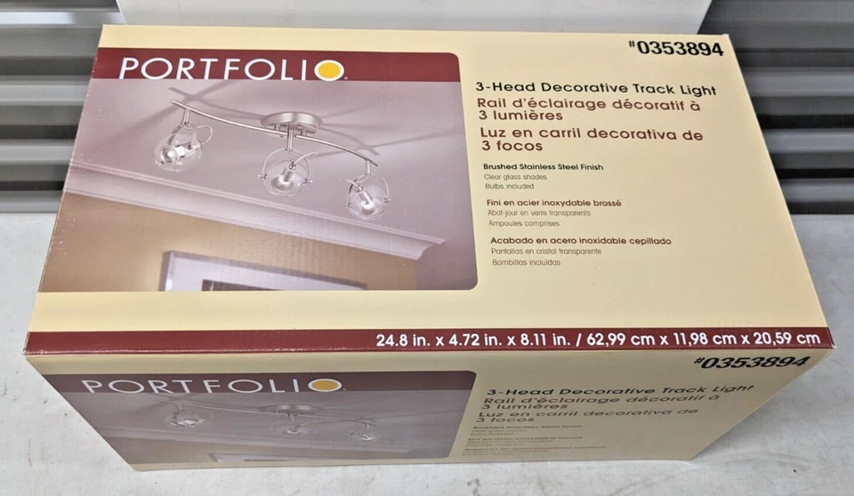 Portfolio Lighting 3-Head Decorative Track Light Brushed SS Finish NEW Foto 1 de 4