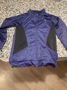 Adidas Boys Full Zip Jacket Black Blue Size 6X Youth 2 Slide In Pockets - Picture 1 of 3